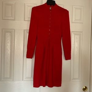 Vintage St. John Knit Red Sweater Dress XS 70s 80s
Button Front